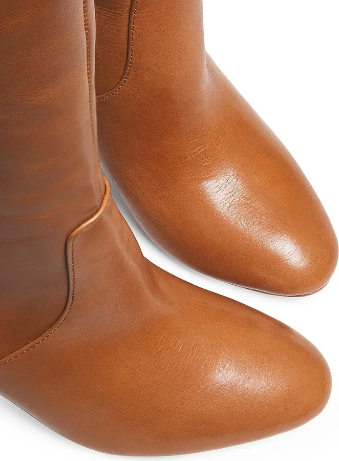 Women's Goldy 90MM Leather Tall Boots - Safari - Size 5 - Image 5