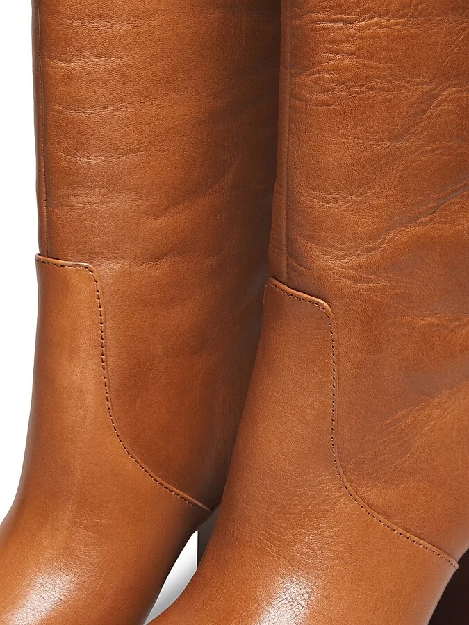 Women's Goldy 90MM Leather Tall Boots - Safari - Size 5 - Image 6