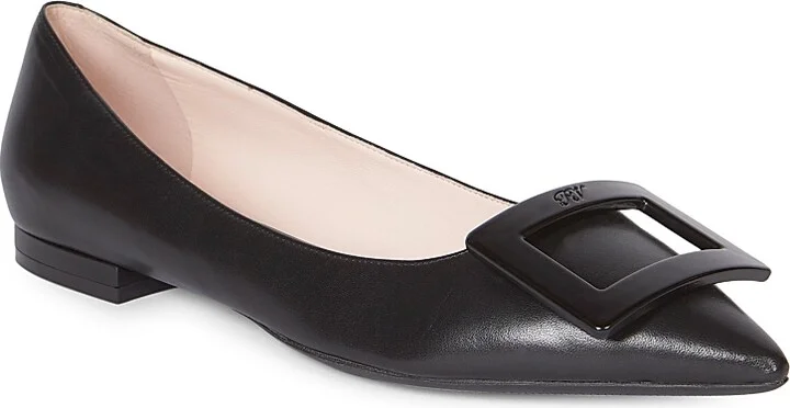 Women's Gommettine Leather Flats - Black - Size 4 - Image 2