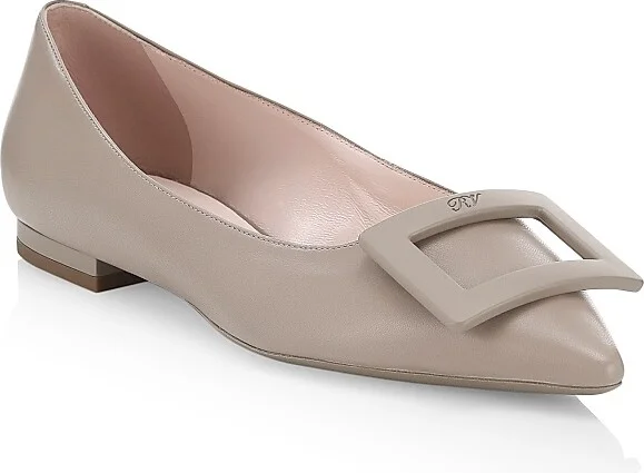 Women's Gommettine Leather Flats - Black - Size 4 - Image 7