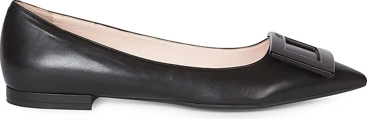Women's Gommettine Leather Flats - Black - Size 4