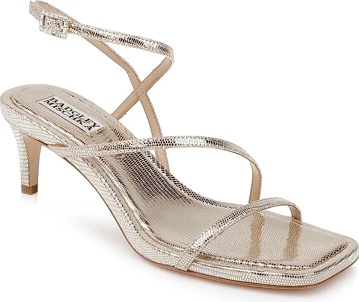 Women's Gracelyn 55MM Metallic Leather Sandals - Gold Lizard - Size 5 - Image 2