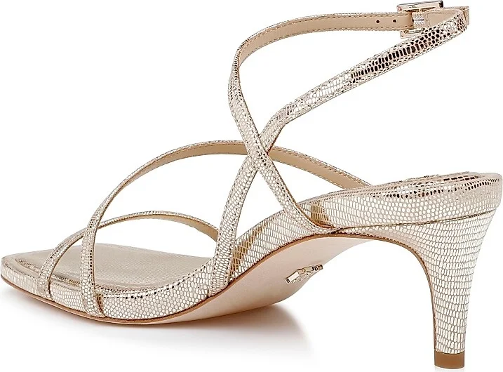 Women's Gracelyn 55MM Metallic Leather Sandals - Gold Lizard - Size 5 - Image 3