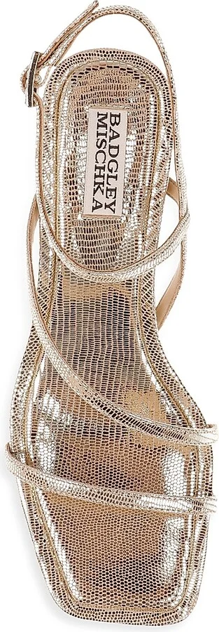 Women's Gracelyn 55MM Metallic Leather Sandals - Gold Lizard - Size 5 - Image 5
