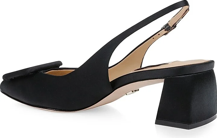 Women's Gracen 50MM Satin Block-Heel Slingback Pumps - Black Satin - Size 5 - Image 3