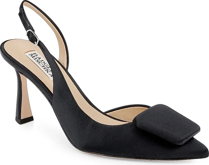Women's Graciella 80MM Satin Slingback Pumps - Black Satin - Size 5 - Image 2