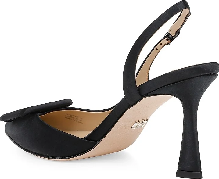 Women's Graciella 80MM Satin Slingback Pumps - Black Satin - Size 5 - Image 3
