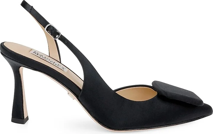 Women's Graciella 80MM Satin Slingback Pumps - Black Satin - Size 5