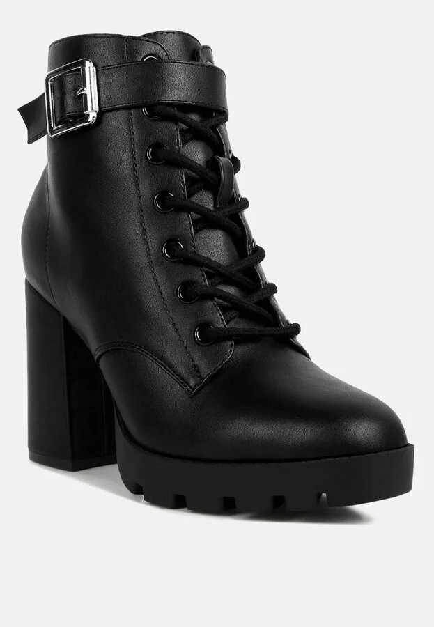 Womens grahams faux leather lace up boots - Image 2
