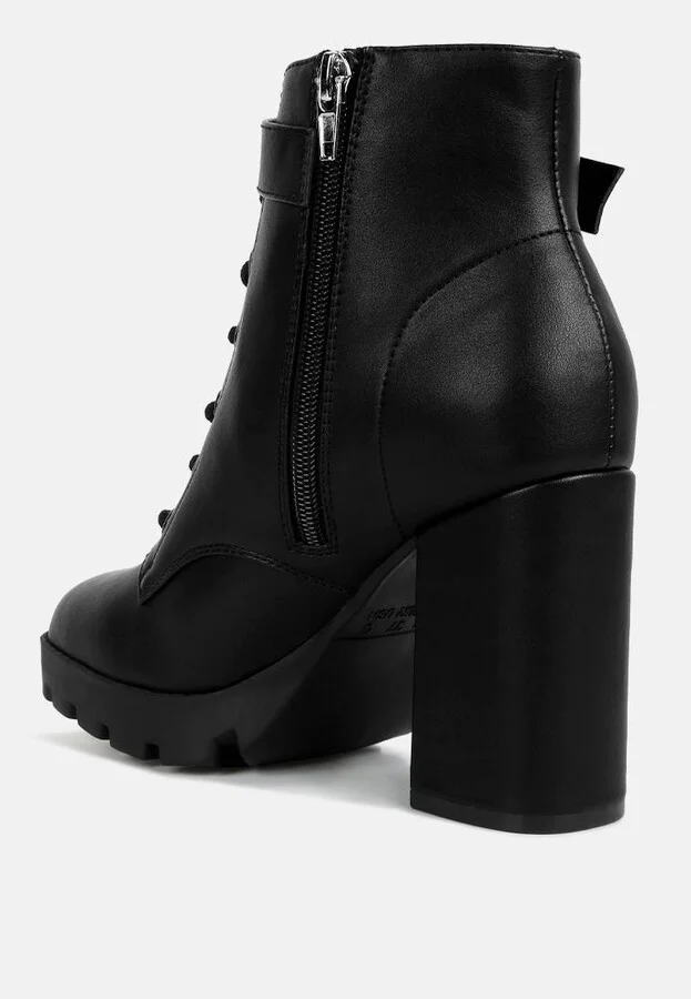 Womens grahams faux leather lace up boots - Image 3