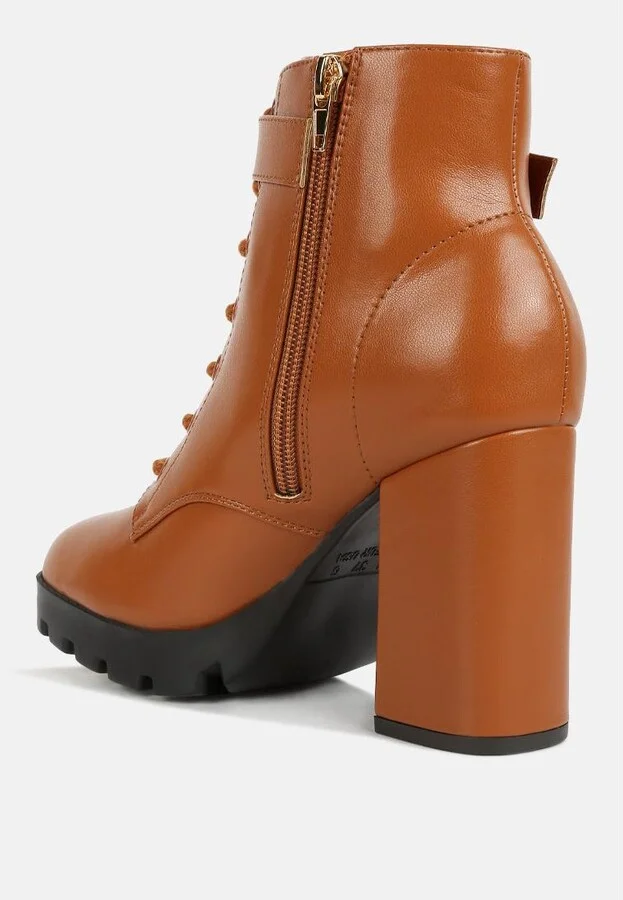 Womens grahams faux leather lace up boots - Image 4