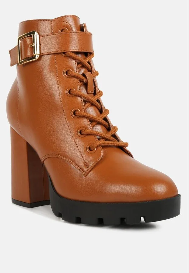 Womens grahams faux leather lace up boots - Image 5