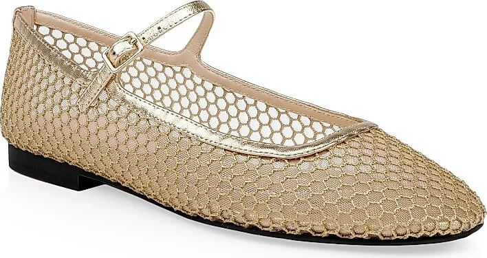 Women's Grainne Lace & Leather Ballet Flats - Gold Mesh - Size 7 - Image 2