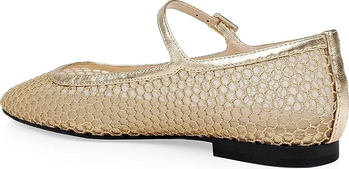 Women's Grainne Lace & Leather Ballet Flats - Gold Mesh - Size 7 - Image 3