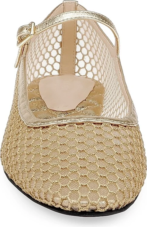 Women's Grainne Lace & Leather Ballet Flats - Gold Mesh - Size 7 - Image 4