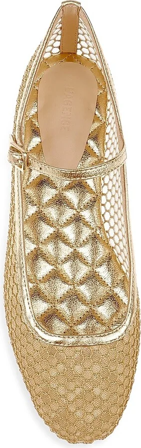 Women's Grainne Lace & Leather Ballet Flats - Gold Mesh - Size 7 - Image 5