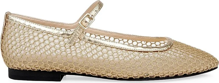 Women's Grainne Lace & Leather Ballet Flats - Gold Mesh - Size 7