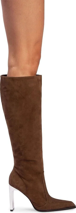 Women's Grand 100MM Suede Boots - Brown Suede - Size 5.5 - Image 2