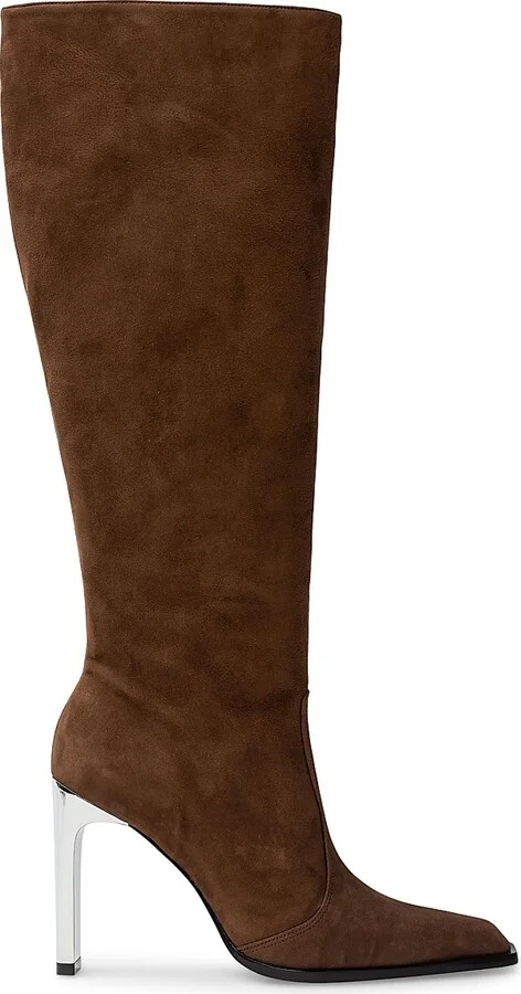 Women's Grand 100MM Suede Boots - Brown Suede - Size 5.5