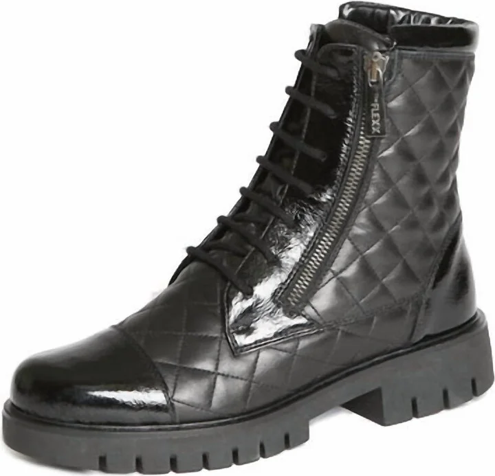 Women's Granger Quilted Leather Boot In Black