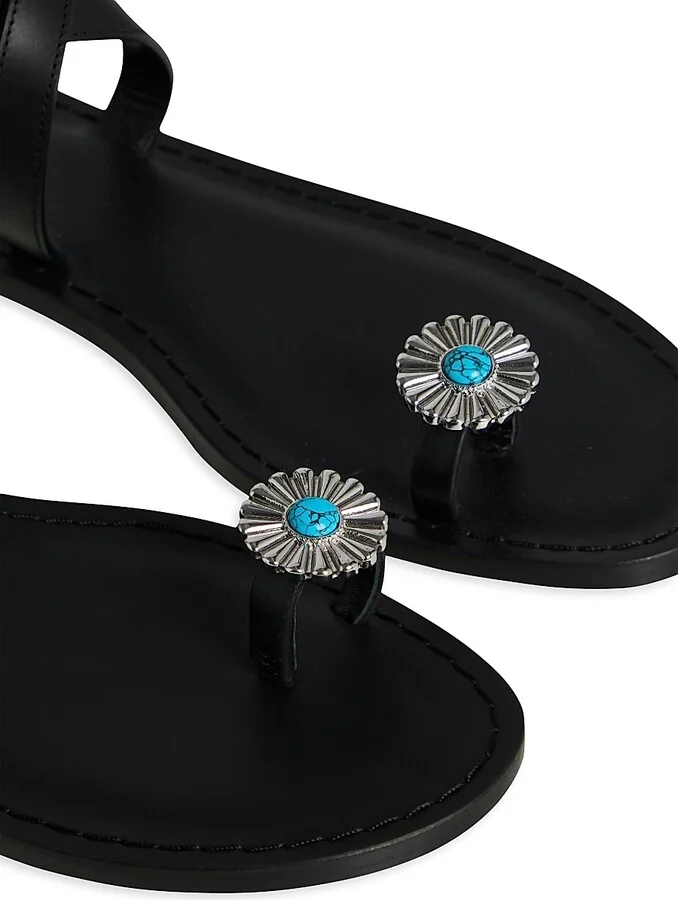 Women's Grazia Sandals - Black Turquoise - Size 6 - Image 4