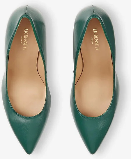 Womens Gre-Dark Green Floret Pointed-Toe Patent-Leather Heeled Courts Eur 38/5 Uk Women - Image 2