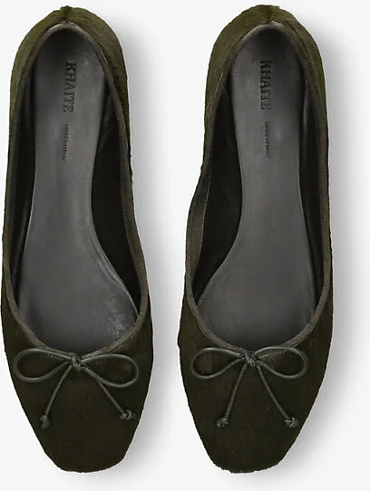 Womens Green Charlotte Leather Ballet Flats Eur 38/5 Uk Women - Image 2