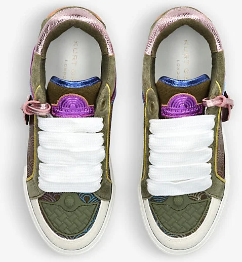 Womens Green Comb Southbank Tag Panelled Leather Low-Top Trainers Eur 35 / 2 Uk Women - Image 2