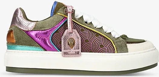 Womens Green Comb Southbank Tag Panelled Leather Low-Top Trainers Eur 35 / 2 Uk Women