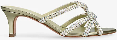 Womens Green Montpellier Embellished Patent-Leather Heeled Sandals Eur 37 / 4 Uk Women