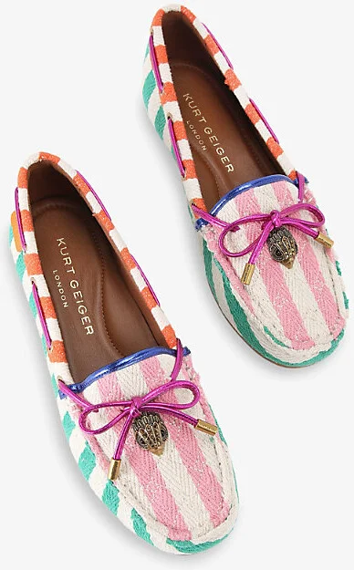 Womens Green Oth Eagle-Embellished Canvas Moccasin Loafers Eur 38/5 Uk Women - Image 2