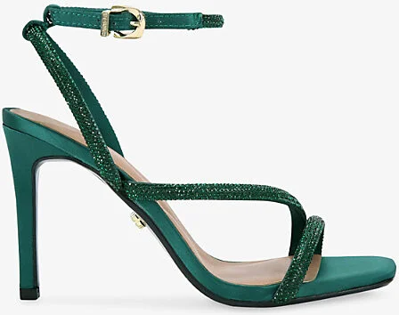 Womens Green Paparazzi Crystal-Embellished Faux-Leather Heels Eur 42/ 9 Uk Women