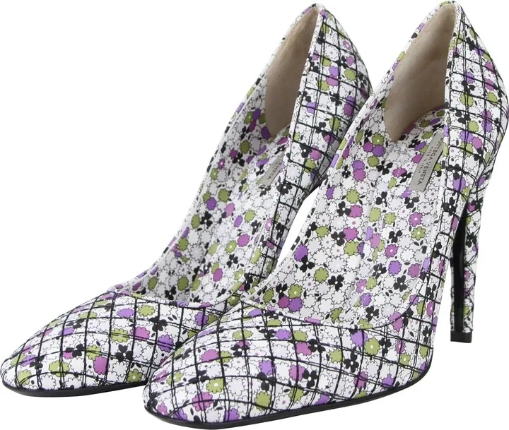 Women's Green / Purple Floral Leather Heels (38.5 EU / 8.5 US) - Image 2