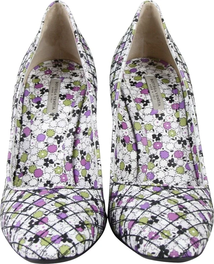 Women's Green / Purple Floral Leather Heels (38.5 EU / 8.5 US) - Image 3