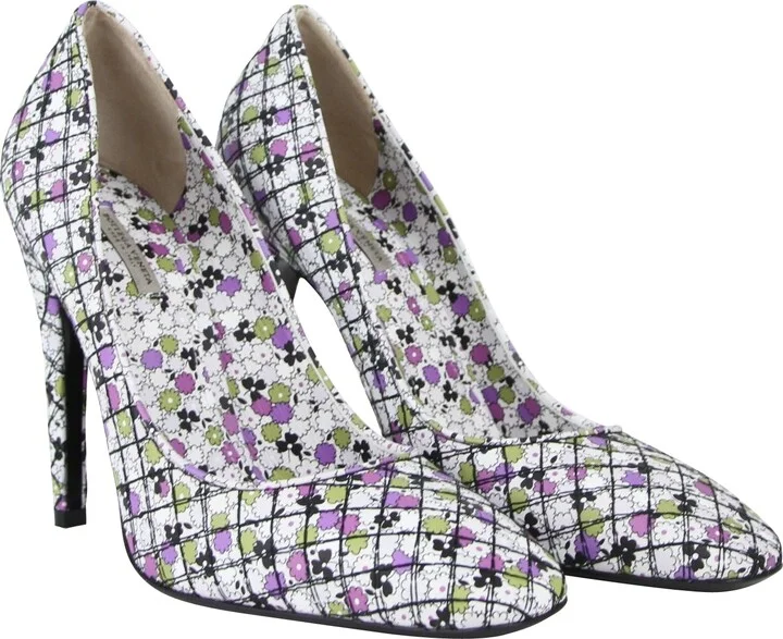 Women's Green / Purple Floral Leather Heels (39.5 EU / 9.5 US) - Image 4