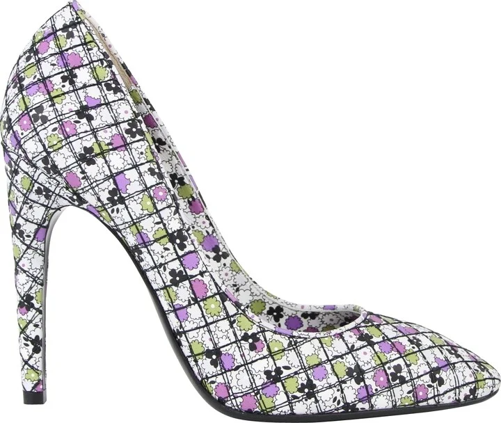 Women's Green / Purple Floral Leather Heels (40 G / 10 US)