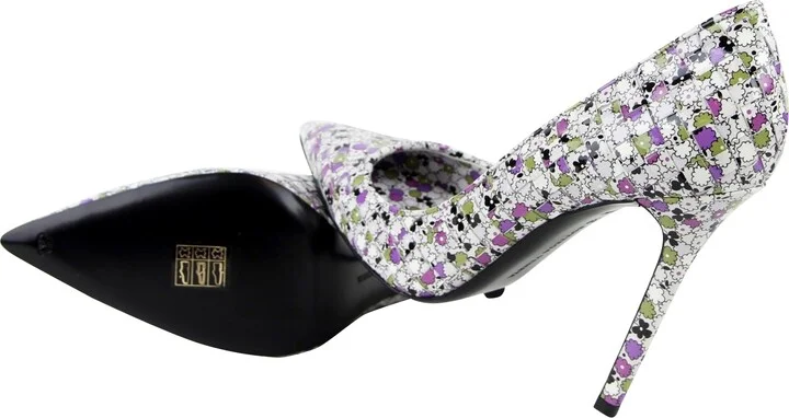 Women's Green / Purple Floral Woven Leather Heels (38.5 EU / US 8.5) - Image 8