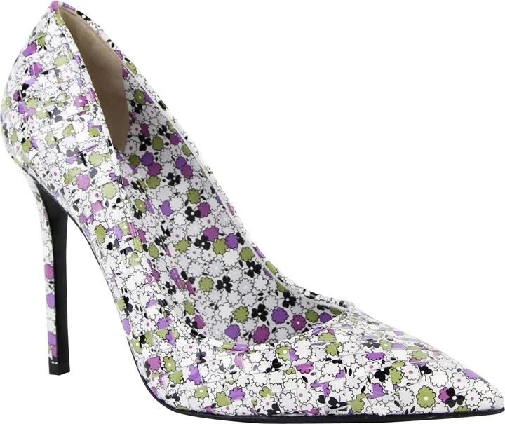 Women's Green / Purple Floral Woven Leather Heels (40 EU / 10 US)