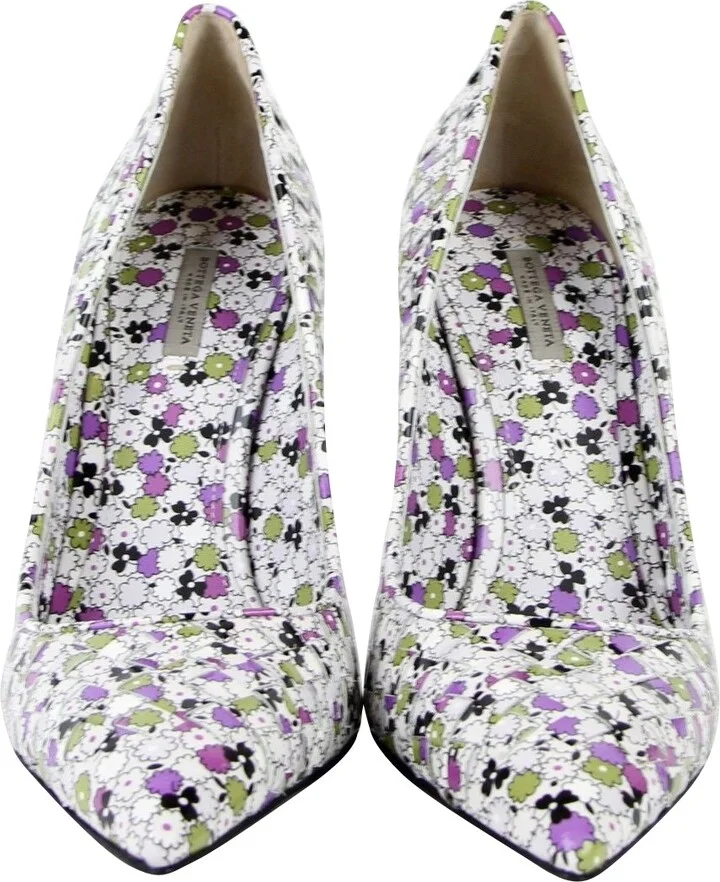 Women's Green / Purple Floral Woven Leather Heels 430541 8404 - Image 2