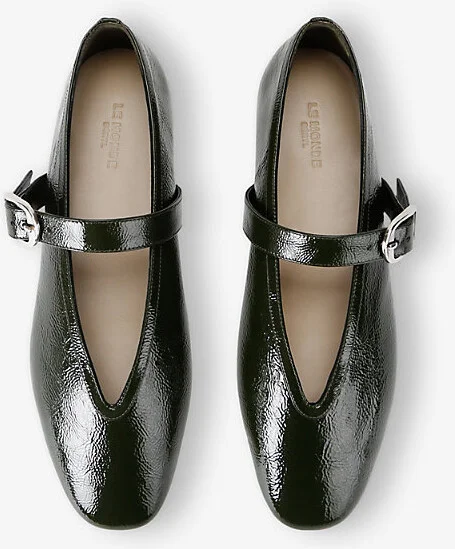 Womens Green Stella Single-Strap Patent-Leather Ballet Flats Eur 37.5 / 4.5 Uk Women - Image 2