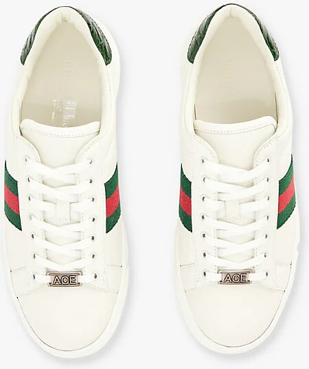 Womens Green White Ace Leather Low-Top Trainers Eur 37 / 4 Uk Women - Image 2