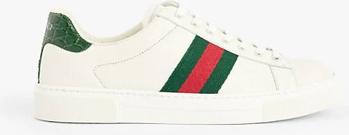 Womens Green White Ace Leather Low-Top Trainers Eur 37 / 4 Uk Women