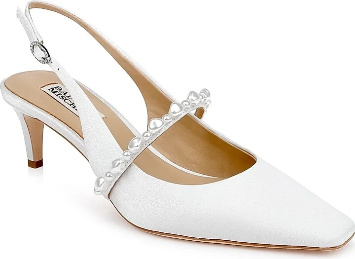 Women's Gretel 55MM Imitation Pearl Crepe Slingback Pumps - White Crepe - Size 5.5 - Image 2