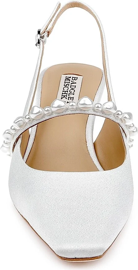 Women's Gretel 55MM Imitation Pearl Crepe Slingback Pumps - White Crepe - Size 5.5 - Image 4