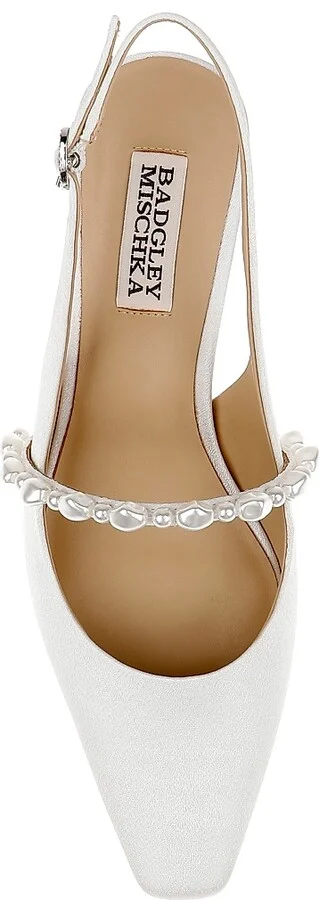 Women's Gretel 55MM Imitation Pearl Crepe Slingback Pumps - White Crepe - Size 5.5 - Image 5