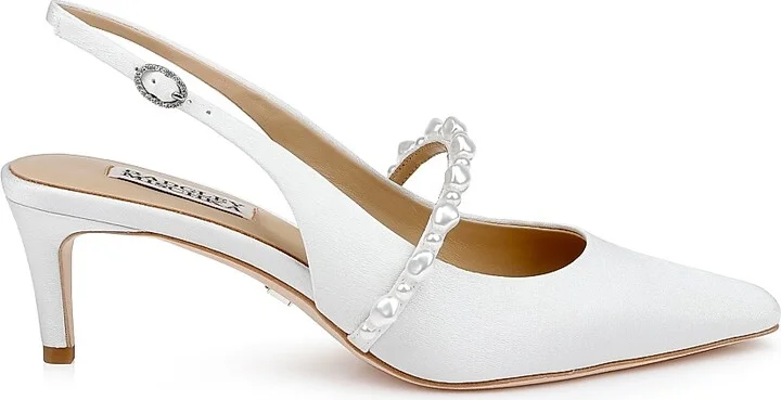 Women's Gretel 55MM Imitation Pearl Crepe Slingback Pumps - White Crepe - Size 5.5
