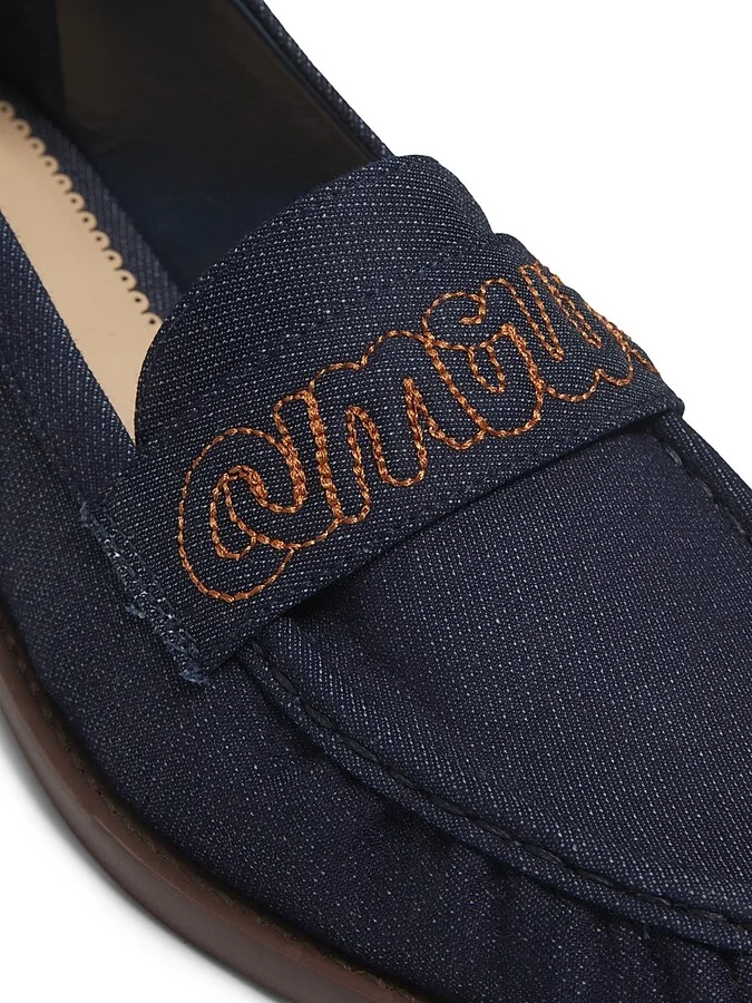 Women's Gretta Logo Denim Loafers - Dark Indigo - Size 5 - Image 5