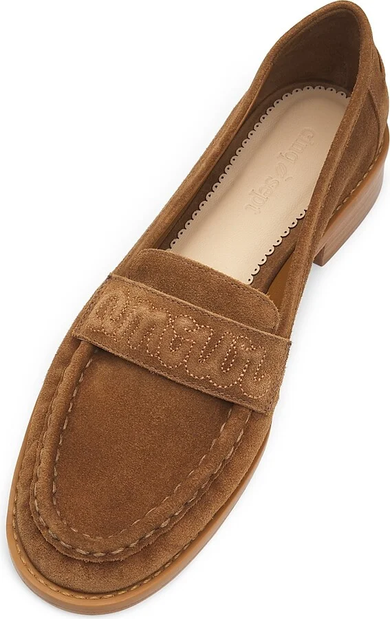 Women's Gretta Logo Suede Loafers - Golden Sienna - Size 5 - Image 4