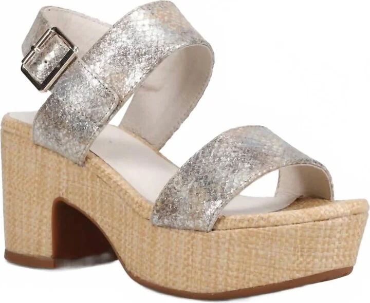 Women's Grettel Platform Sandal In Tan Embossed Snake