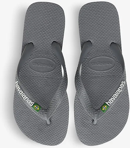 Womens Grey Brazil Logo-Embossed Rubber Flip Flops 1/2 - Image 2